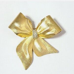 Vintage Bow Brooch Pin Large Shiny Gold-tone
Figural Statement Jewelry